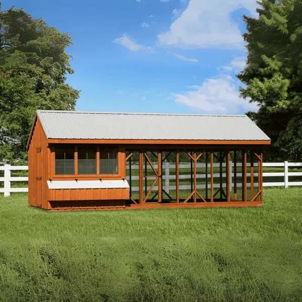 10×24 Chicken Coop and Run for up to 30 Chickens | The Hen House Collection Q1024C