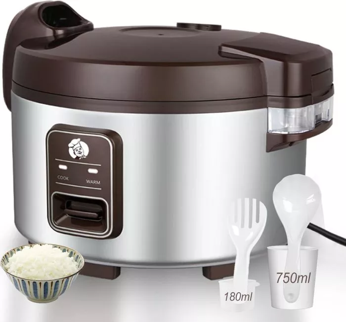 13.8 QT Large Commercial rice cooker 65 cups cooked 32 cups uncooked rice Commercial Electiric Rice Warmer for 18-28 people, with One-Touch Operation