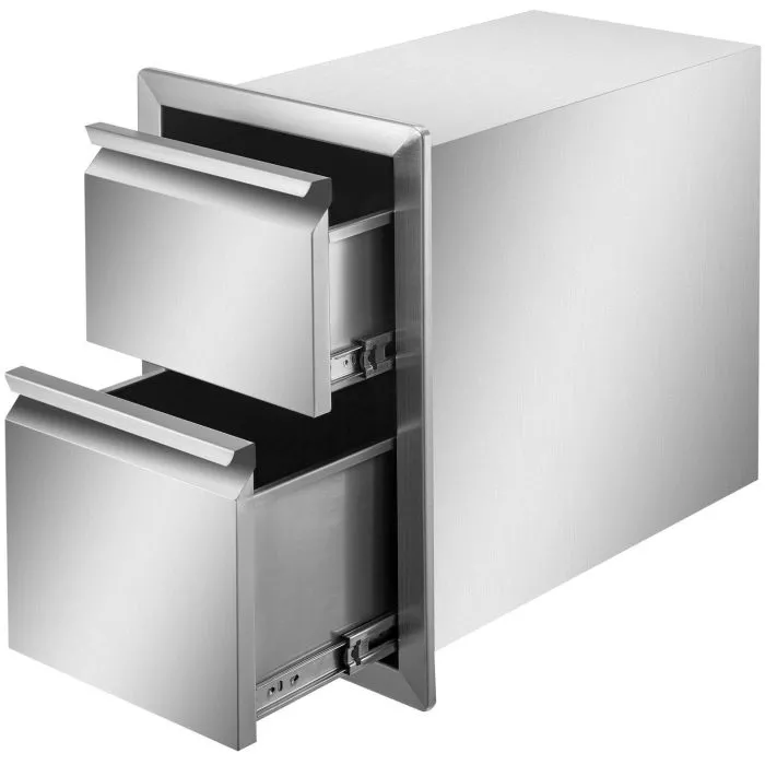 13WX20.5H Outdoor Kitchen BBQ Island Drawer Stainless Steel Double Access Drawer