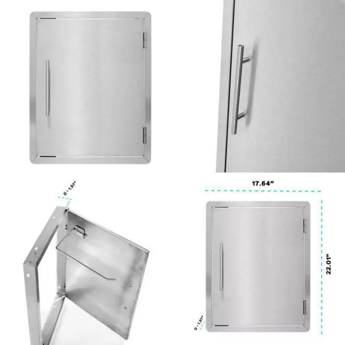 18 in. Stainless Steel BBQ Grill Single Access Door Panel