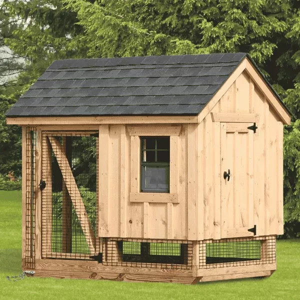 4×6 Chicken Coop and Run for up to 5 Chickens | The Hen House Collection A46C A-Frame