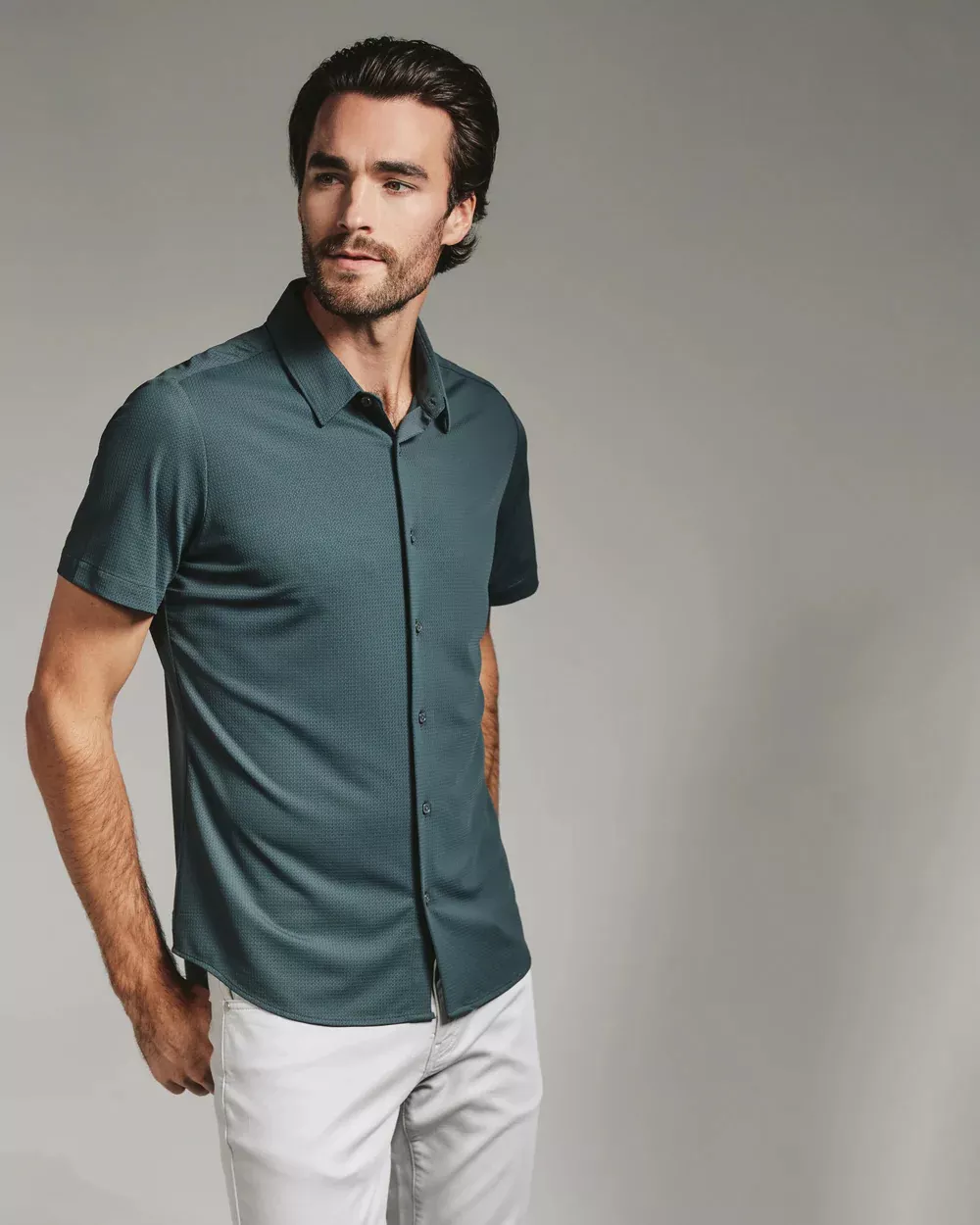 7 Diamonds Aldridge Short Sleeve Shirt Petrol Navy