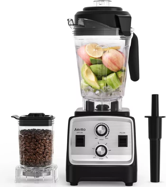Aeitto Blender, Blenders for Kitchen with 1800W Motor, 85 Oz. Large Capacity, 2-in-1 Blender & Grinder Combo, BPA-Free Countertop Professional Blender for Smoothies, Ice Crush, Frozen Drinks, Silver