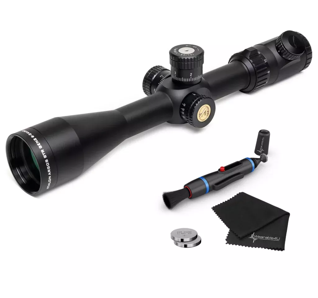 Athlon Optics Argos BTR GEN2 6-24×50 APMR FFP IR MIL, Direct Dial, Side Focus, 30mm Riflescope with included Extra Battery CR2032 and Wearable4U Lens Cleaning Pen and Lens Cleaning Cloth Bundle
