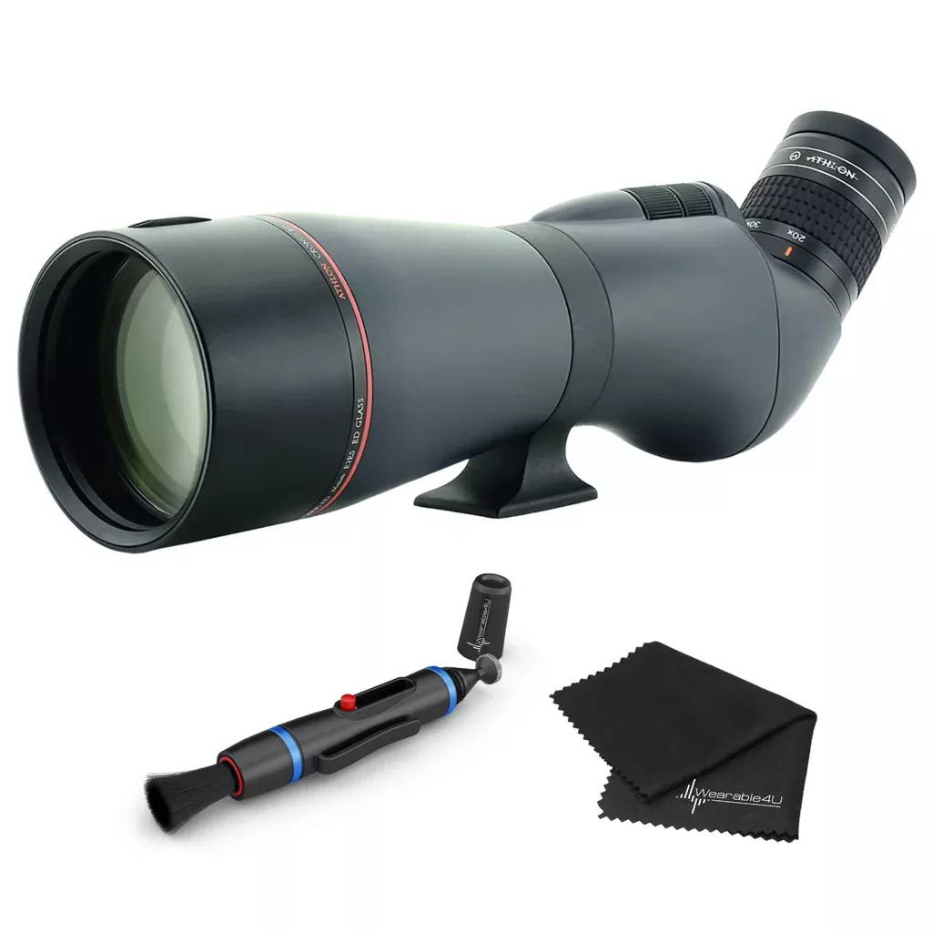 Athlon Optics Cronus 20-60×86 UHD Spotting Scope with included Wearable4U Lens Cleaning Pen and Lens Cleaning Cloth Bundle