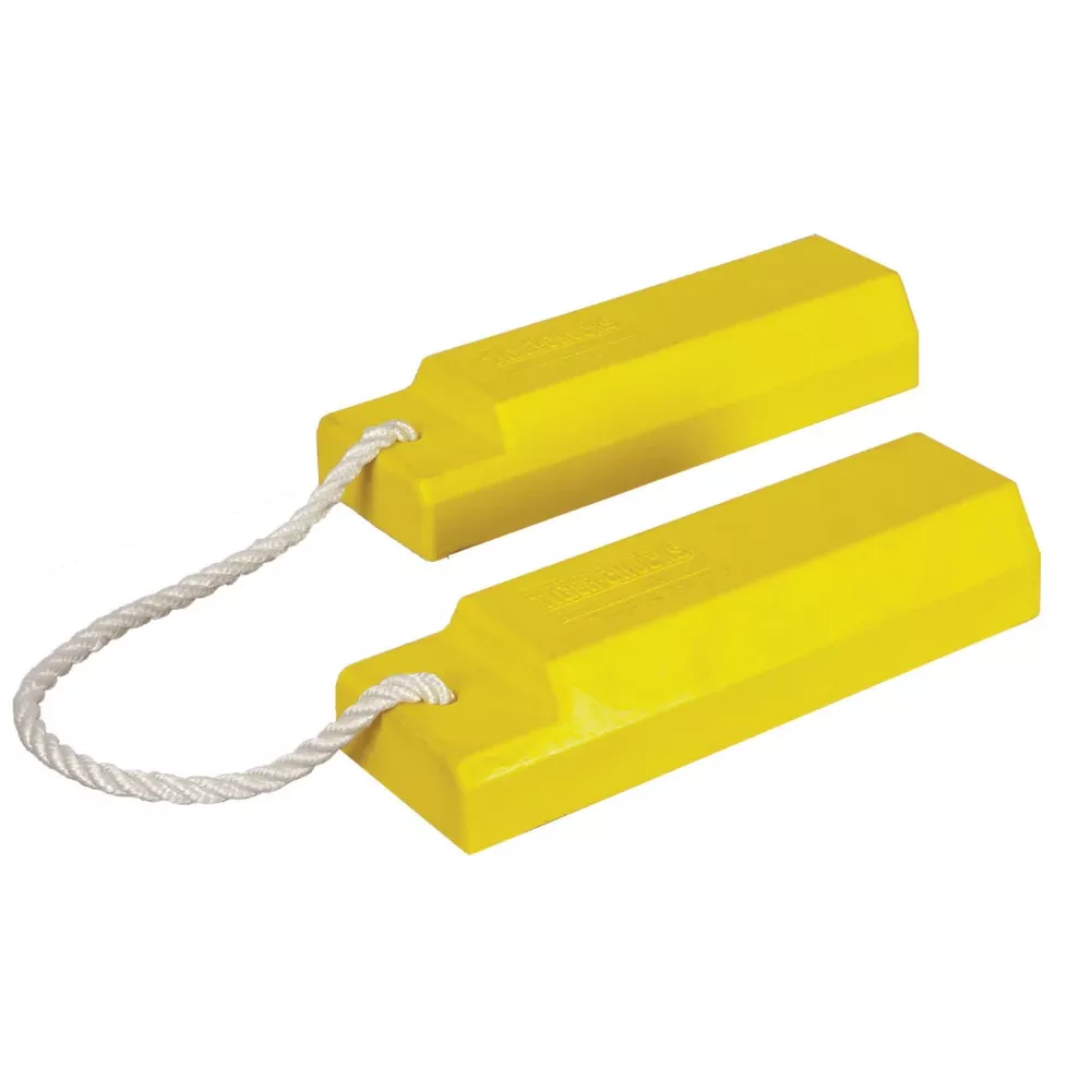 Aviation Wheel Chock 15″ – Small to Mid Sized Aircraft – Roped Pair – Yellow