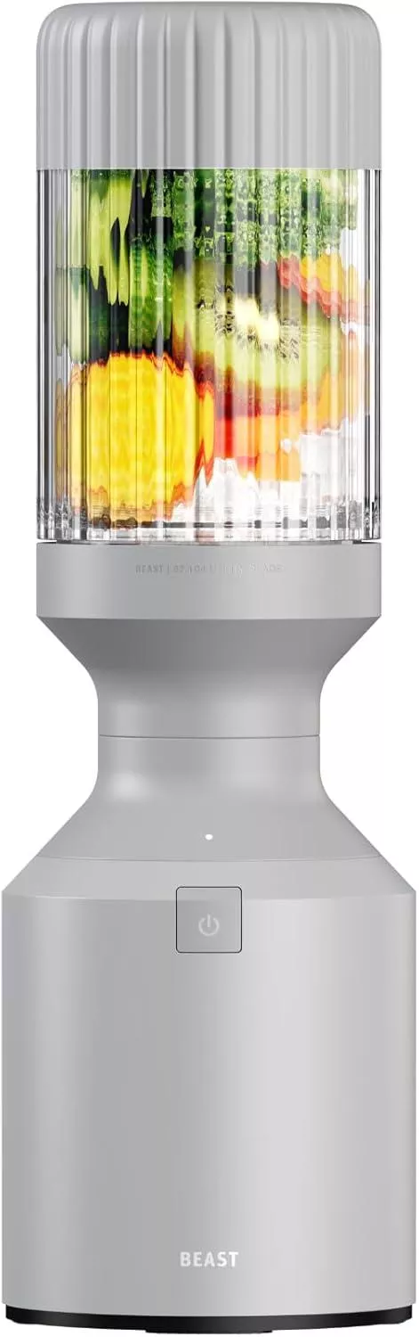 Beast Blender | Sleek Kitchen Countertop Design, Patented Blending Technology | Take Smoothies & Shakes To-Go with NEW Portable Straw Cap System (Pebble Grey)