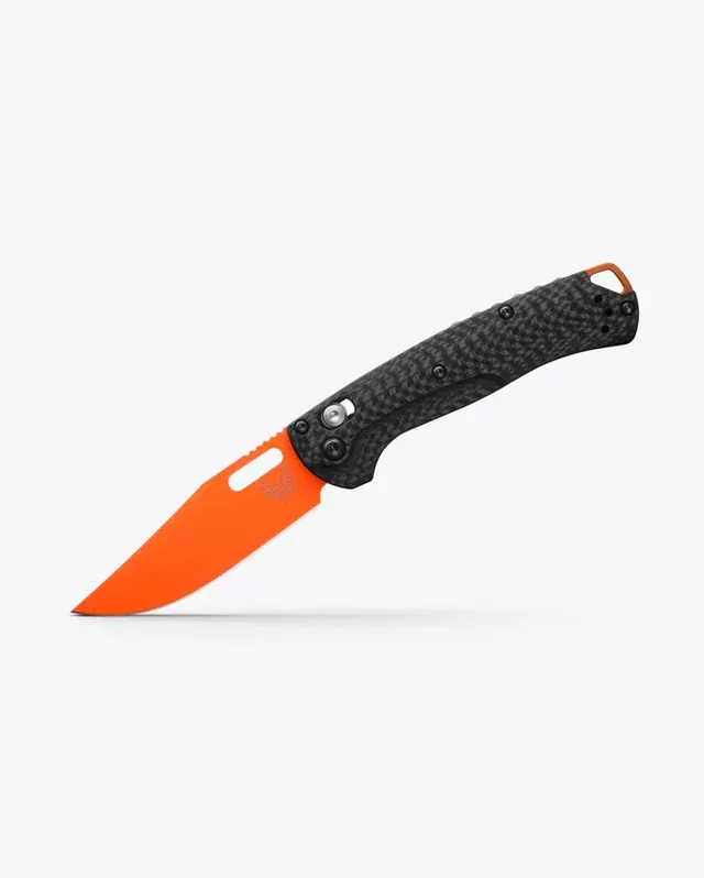 Benchmade Mini Taggedout Carbon Fiber 3.04″ Plain Edge Folding Pocket Knife (15533OR-01)