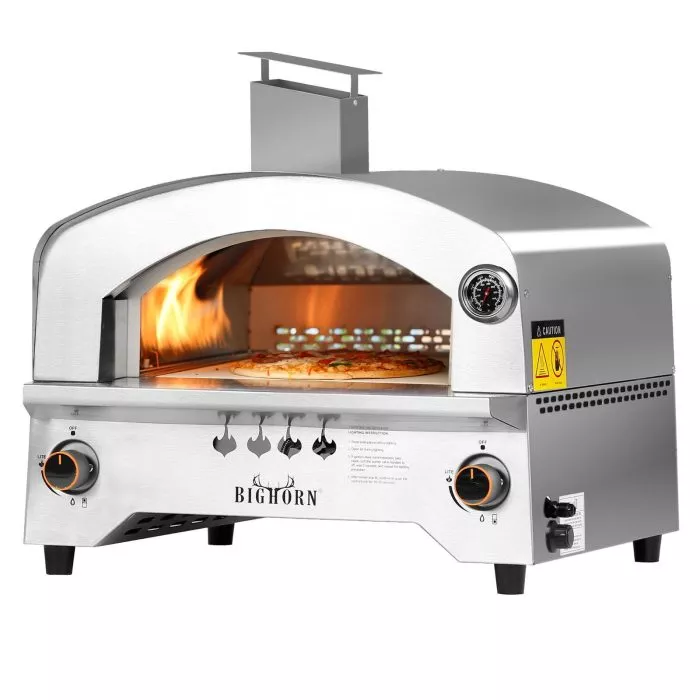 Big Horn 2 Burner Portable Stainless Steel Propane Steak Beefer Gas Pizza Grill