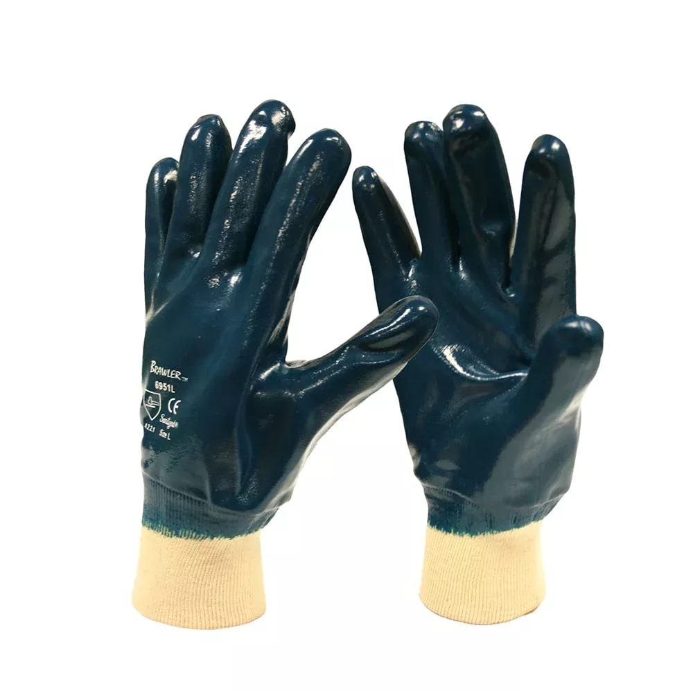 Brawler™ Premium Full Coat Smooth Supported Nitrile Glove, Jersey Lined, 1 dozen (12 pairs)