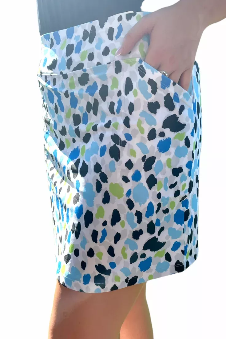 Bskinz Women’s Knit Printed Stretch 18″ Pull-On Skort-Jeweled Leopard