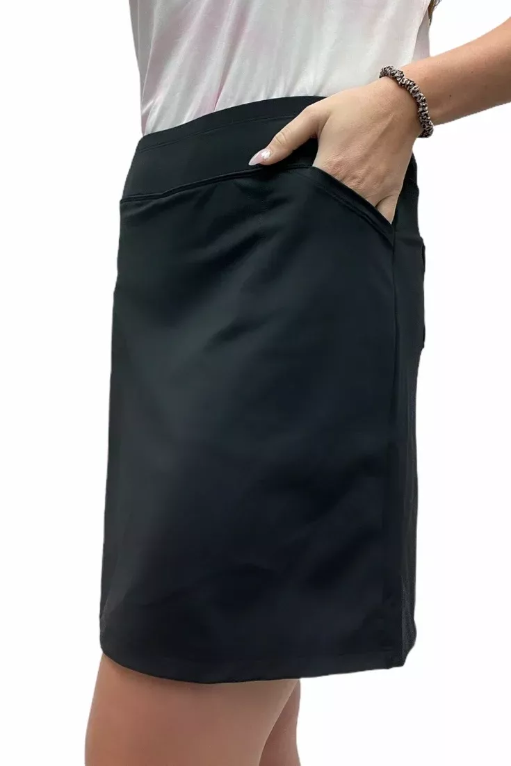 Bskinz Women’s Knit Solid Stretch Pull-On18″ Skort-Black