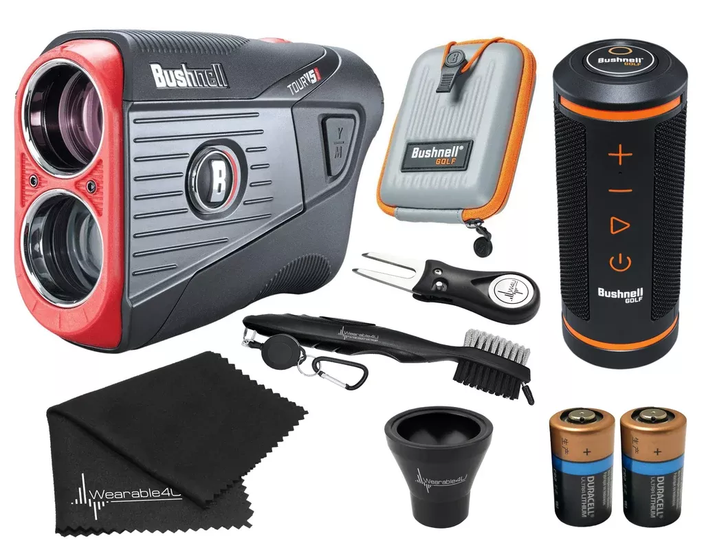 Bushnell Tour V5 Shift Laser Golf Rangefinder with Wearable4U Ultimate 3 Golf Tools Bundle