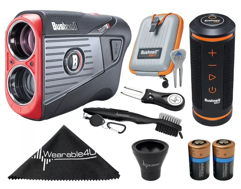 Bushnell Tour V5 Shift Patriot Pack Laser Golf Rangefinder with Wearable4U Ultimate 3 Golf Tools Bundle