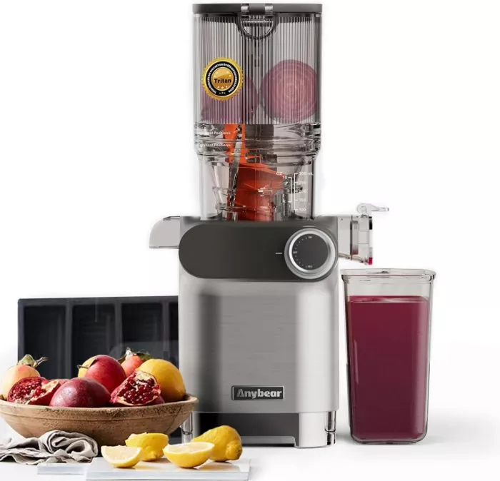 Cold Press Juicer, 200W Masticating Slow Juicer 4.3 Large Feed Chute Fit Whole Fruits Vegetables | Upgraded Auger | Tritan Materials | BPA Free | Easy to Clean with Brush| Juice Recipes