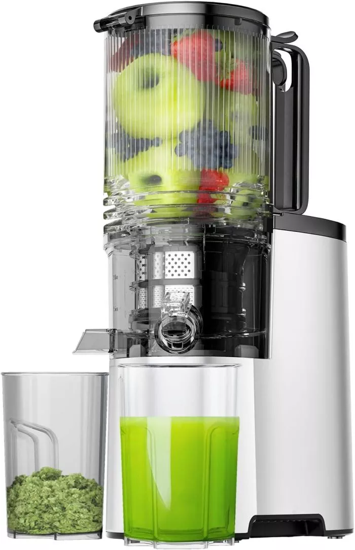 Cold Press Juicer, 400w Slow Juicer Machines with 5.4 Wide Feed Chute, Masticating Juicer with High Juice Yield for Whole Vegetables & Fruits, Easy Clean