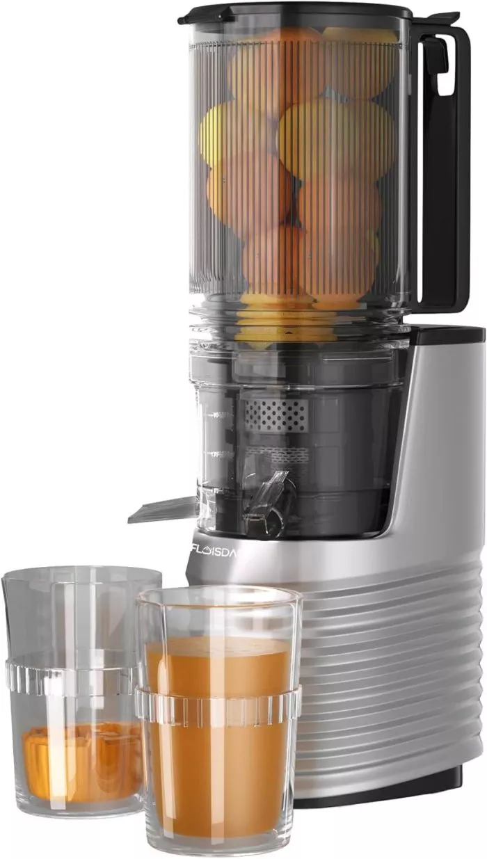 Cold Press Juicer Machines, Floisdace 5.4 Self-Feeding Masticating Juicer Fit Whole Fruits & Vegetables, 350W Professional Slow Juices Extractor Easy to Clean, BPA Exclude-Black