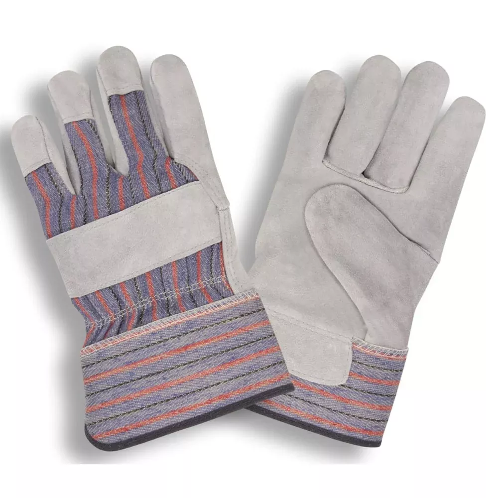 Cordova Leather Palm Glove/Striped Canvas Back + 2.5" Rubberized Cuff, 1 dozen (12 pairs)