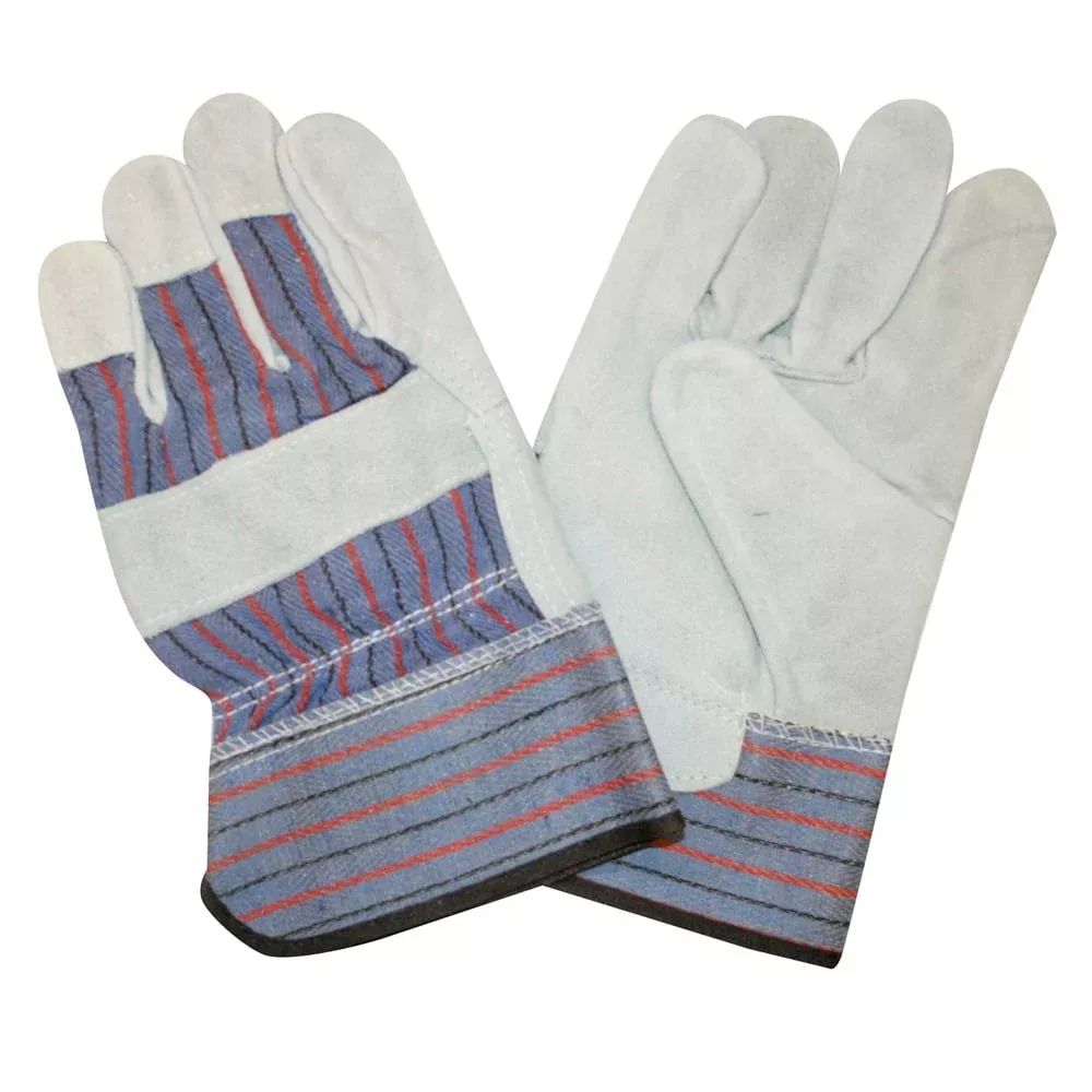 Cordova Split Cowhide Leather Glove Blue/Red Striped Back + 2.5″ Cuff, 1 dozen (12 pairs)