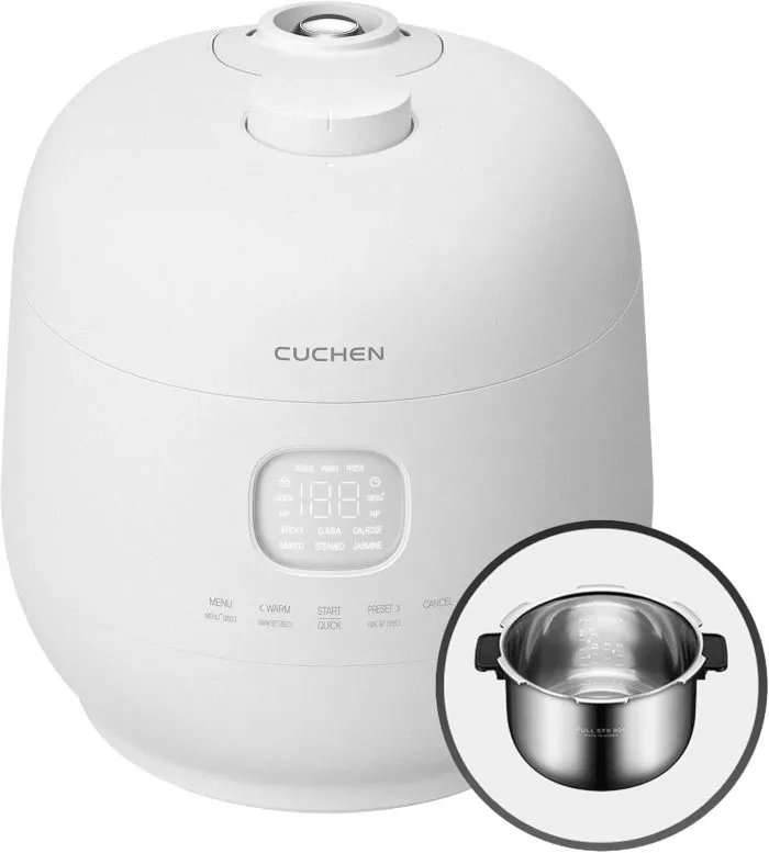 [CUCHEN] CRH-TWS0610PWUS | Induction Heating Dual Pressure Rice Cooker 6 Cup (Uncooked) | Full Stainless Inner Pot | High/Non-Pressure | Easy Open Handle | Auto Steam Clean | Made in Korea