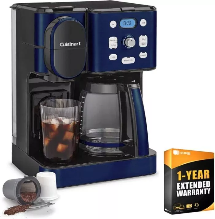 Cuisinart SS-16 Coffee Center 2-in-1 Coffeemaker and Single Serve Combo Brewer, Navy Blue Bundle with 1 Year CPS Enhanced Protection Pack