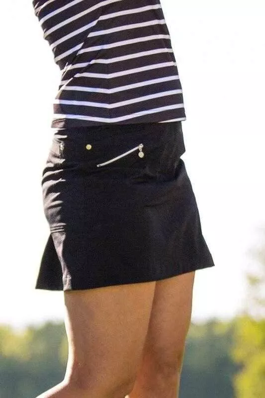 Daily Basic Women’s Solid Miracle 18″ Stretch Golf Skort-Black,Navy