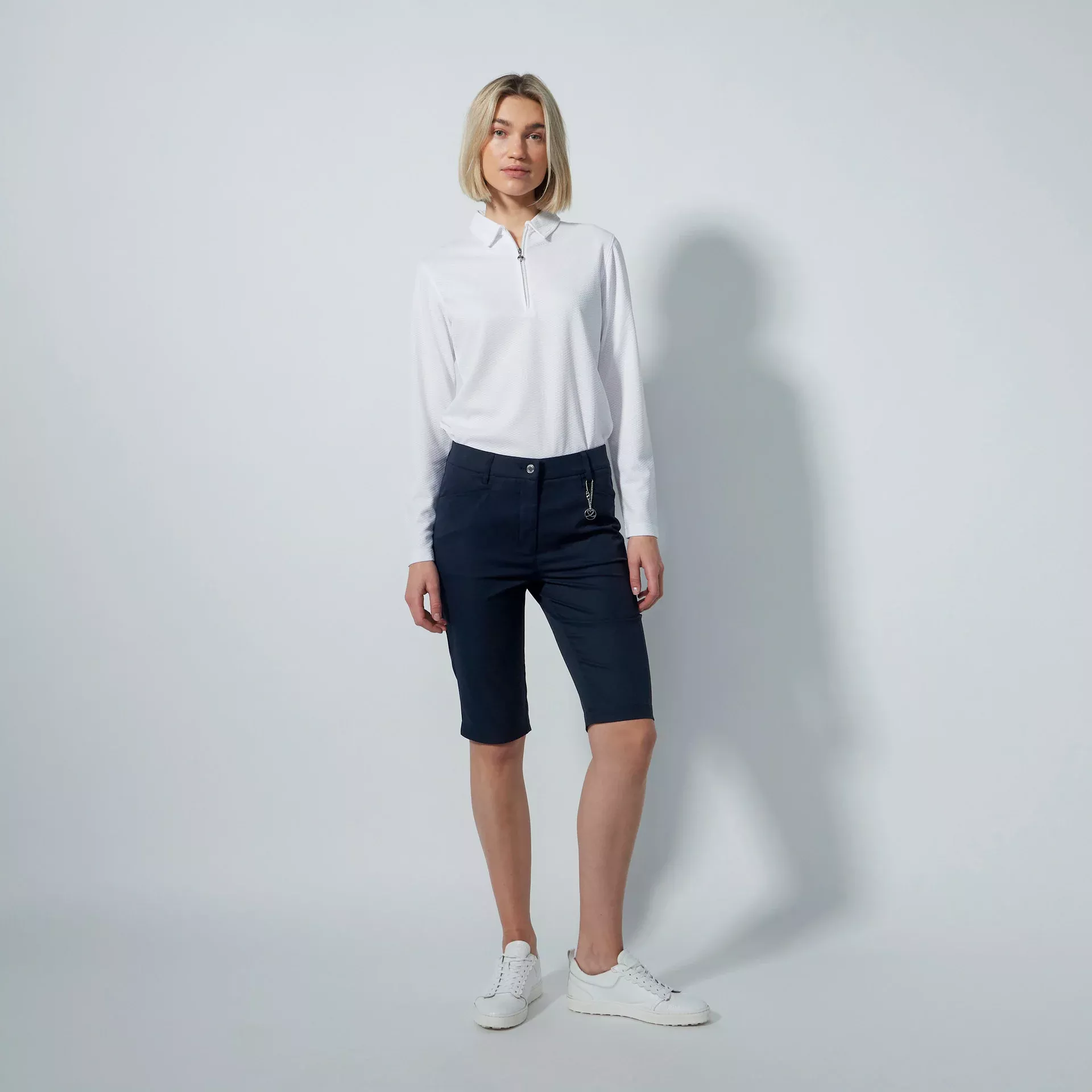 Daily Sports Basic Women’s Solid Lyric Stretch Bermuda Shorts-White, Black, Tan, or Navy