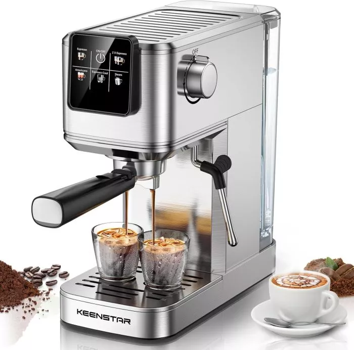 Espresso Machine 20Bar, Hot & Iced Coffee Machine with Rapid Cold Brew, Espresso Maker with Milk Frother Steam Wand, Touch Screen with 37oz Water Tank for Latte, Cappuccino, Gift for Coffee Lover
