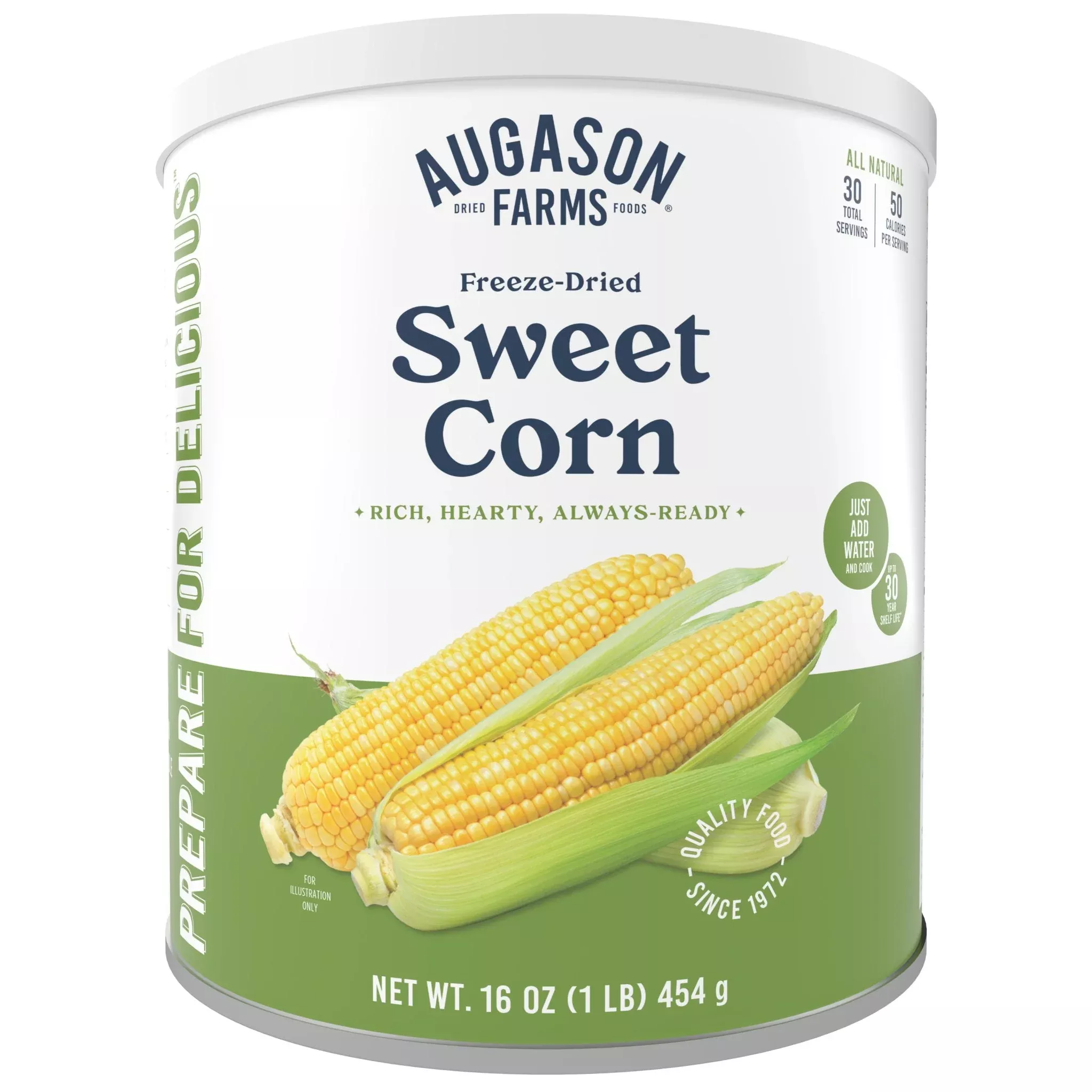 Freeze Dried Sweet Corn Can, 30 Servings