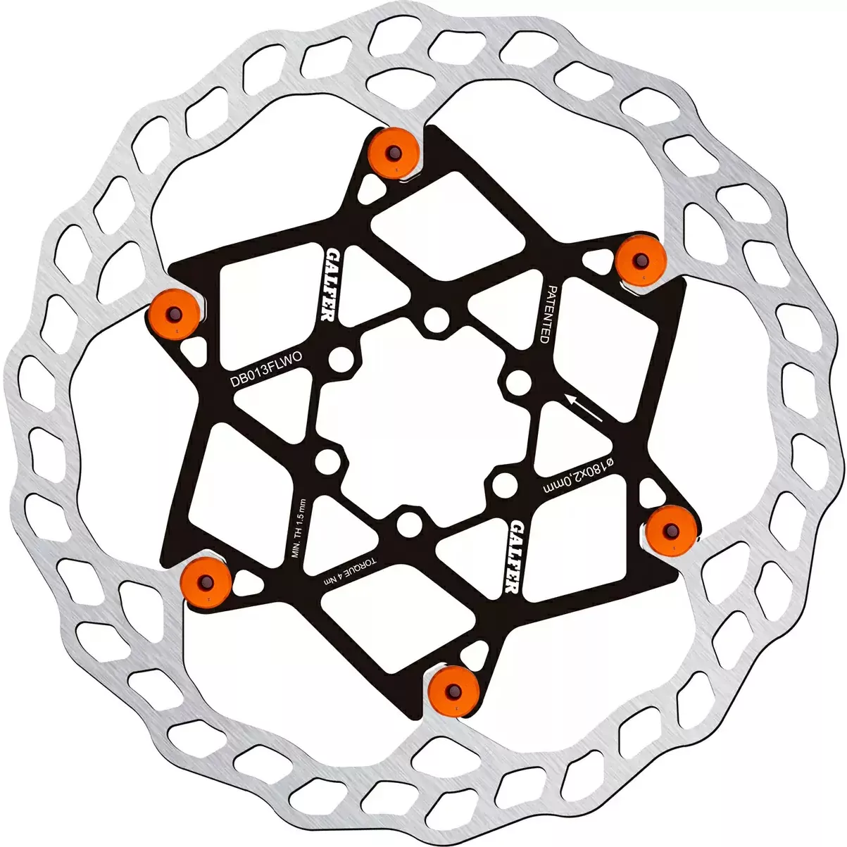 Galfer Floating Wave Disc Brake Rotor – 180mm x 2.0mm 6-Bolt Orange