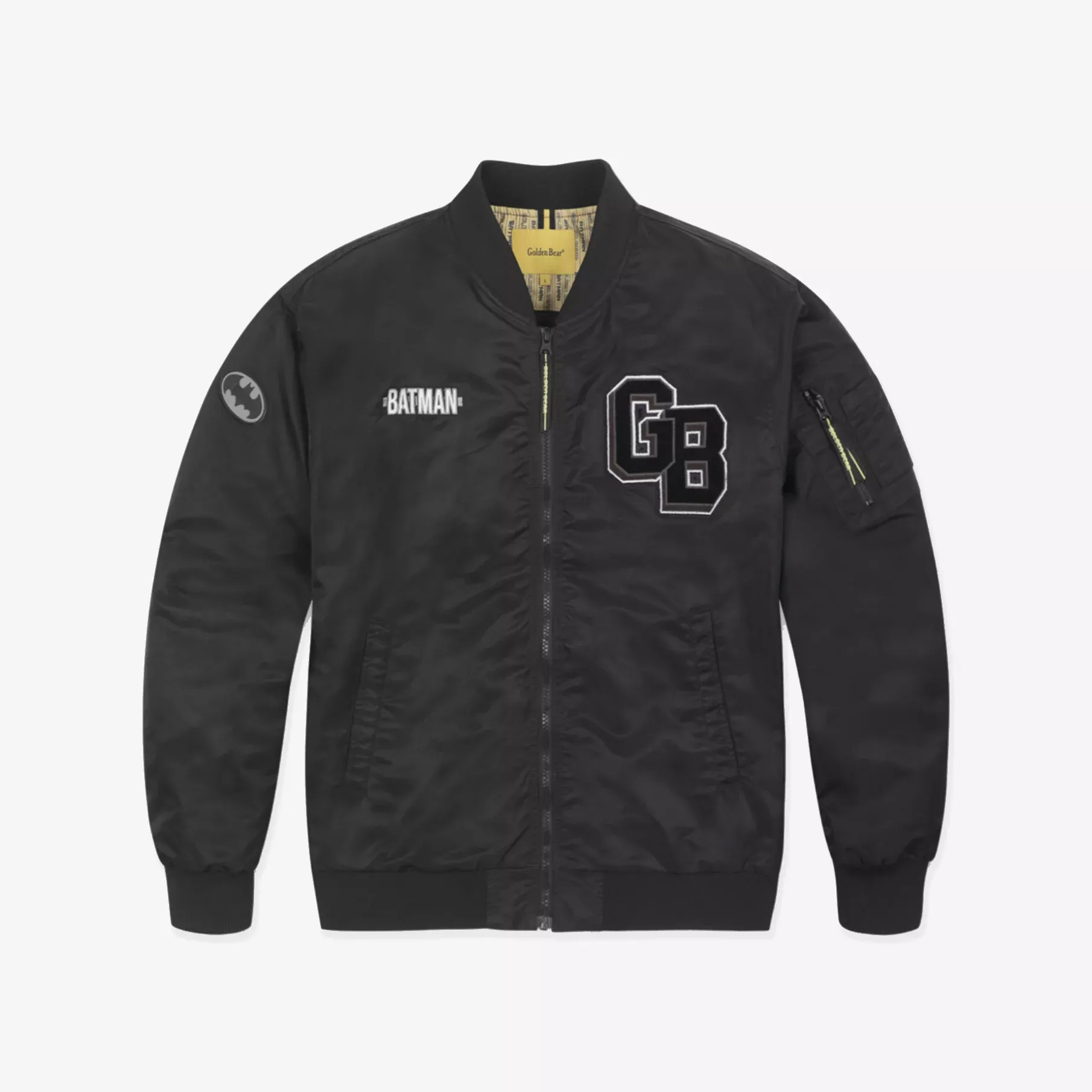 Golden Bear[Golden Bear x Batman] Unisex Graphic MA-1 Jacket - Black