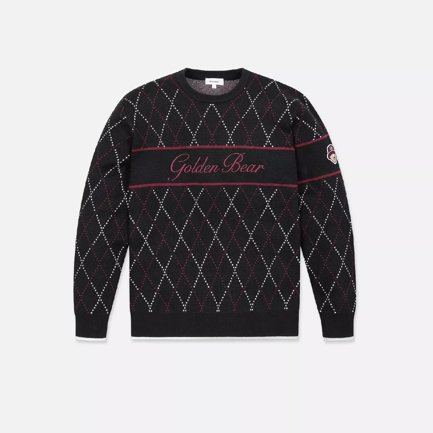 Golden BearMen’s Argyle Crewneck Sweater – Black