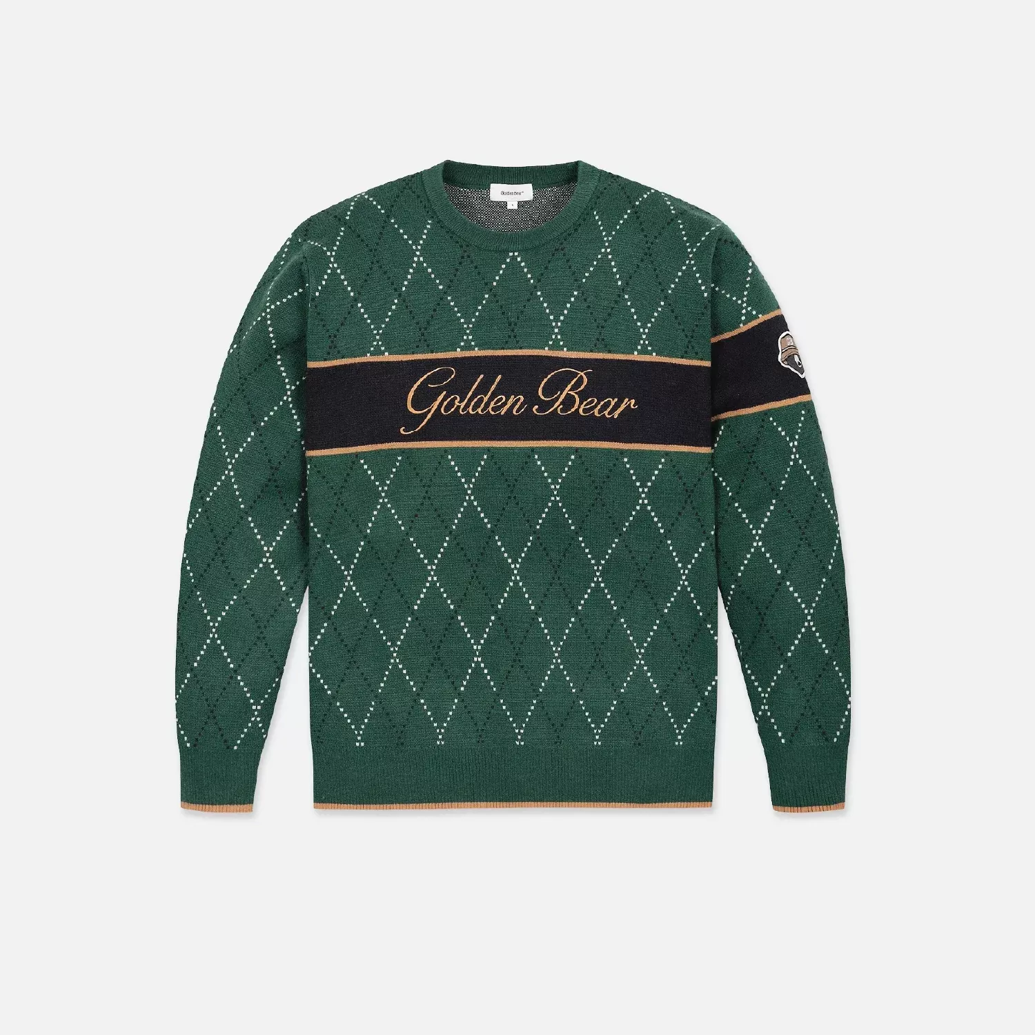 Golden BearMen’s Argyle Crewneck Sweater – Green