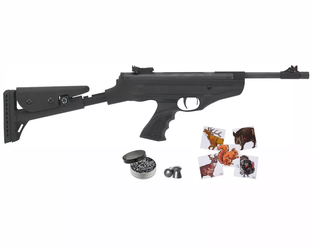 Hatsan MOD 25 Spring SuperTact Break Barrel .22 Caliber Air Pistol with Wearable4U .22 cal 250ct Pellets and 100x Paper Targets Bundle