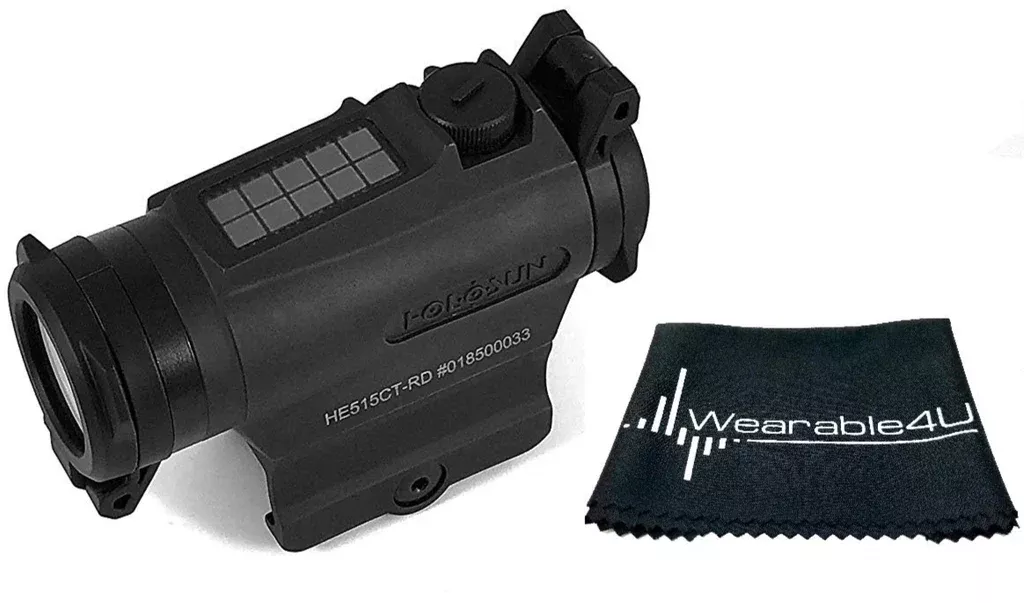 Holosun Circle Dot/Solar/Titanium HE515CT-RD with included Wearable4U Lens Cleaning Towel Bundle