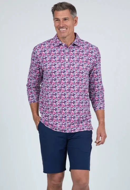 IBKul Chaos Long Sleeve Polo Watermelon/Ink