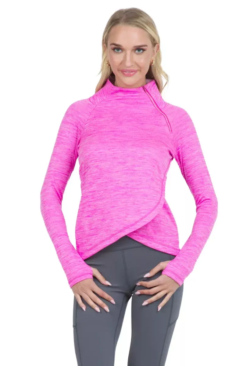 IBKUL- Space Dye Mini Grid Hot Pink Waffle Knit Top (Style#: 77000)(X-Large Only)