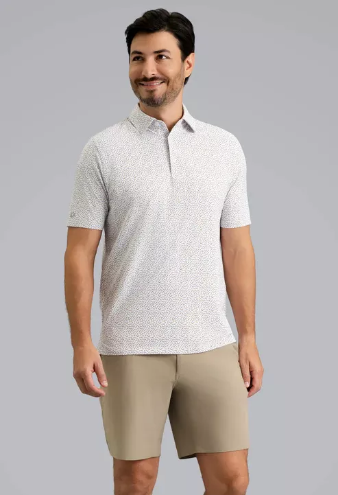 IBKul Throwing Darts Short Sleeve Polo Peach/Chocolate/Peri