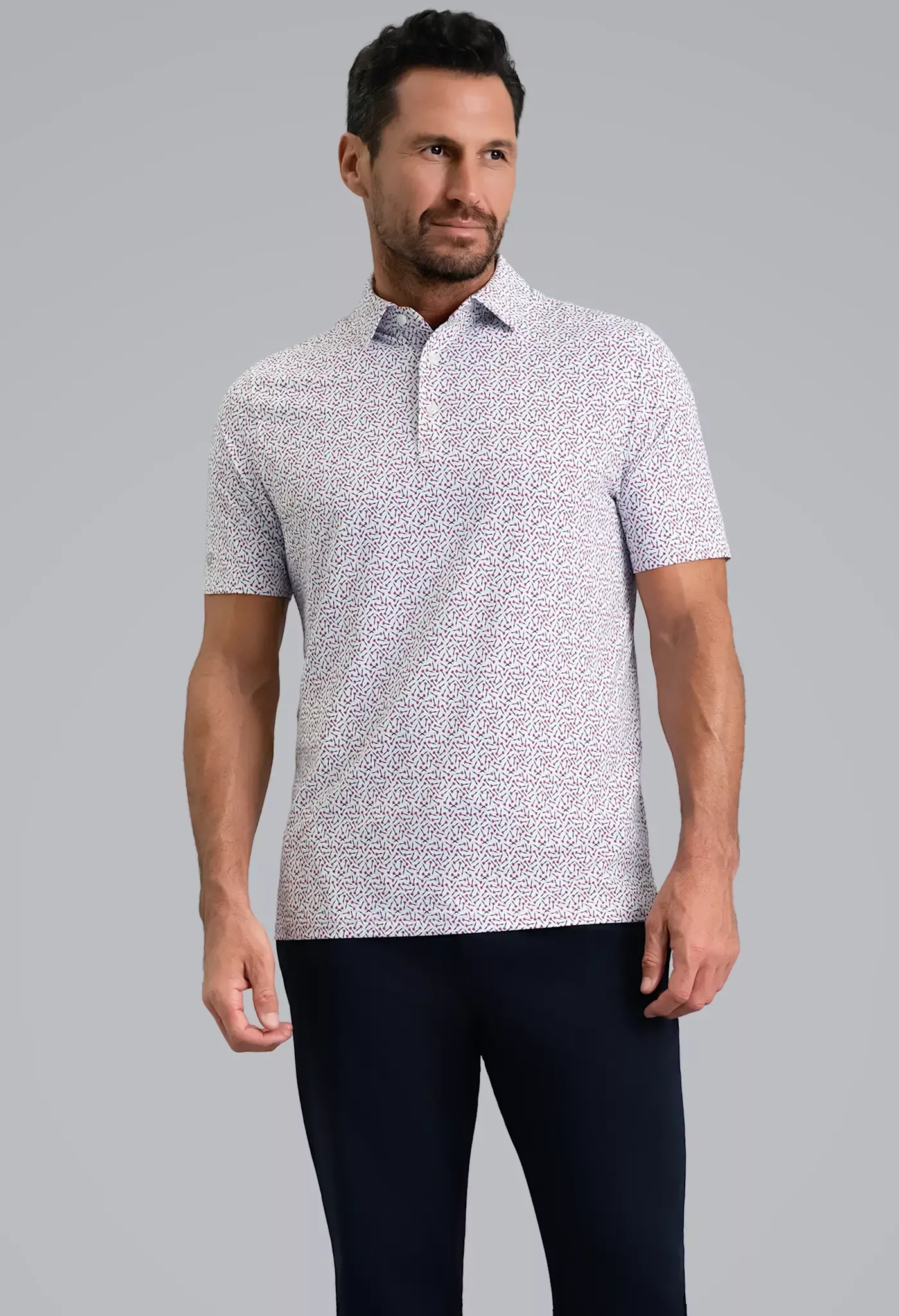 IBKul Throwing Darts Short Sleeve Polo Platinum Rose Black