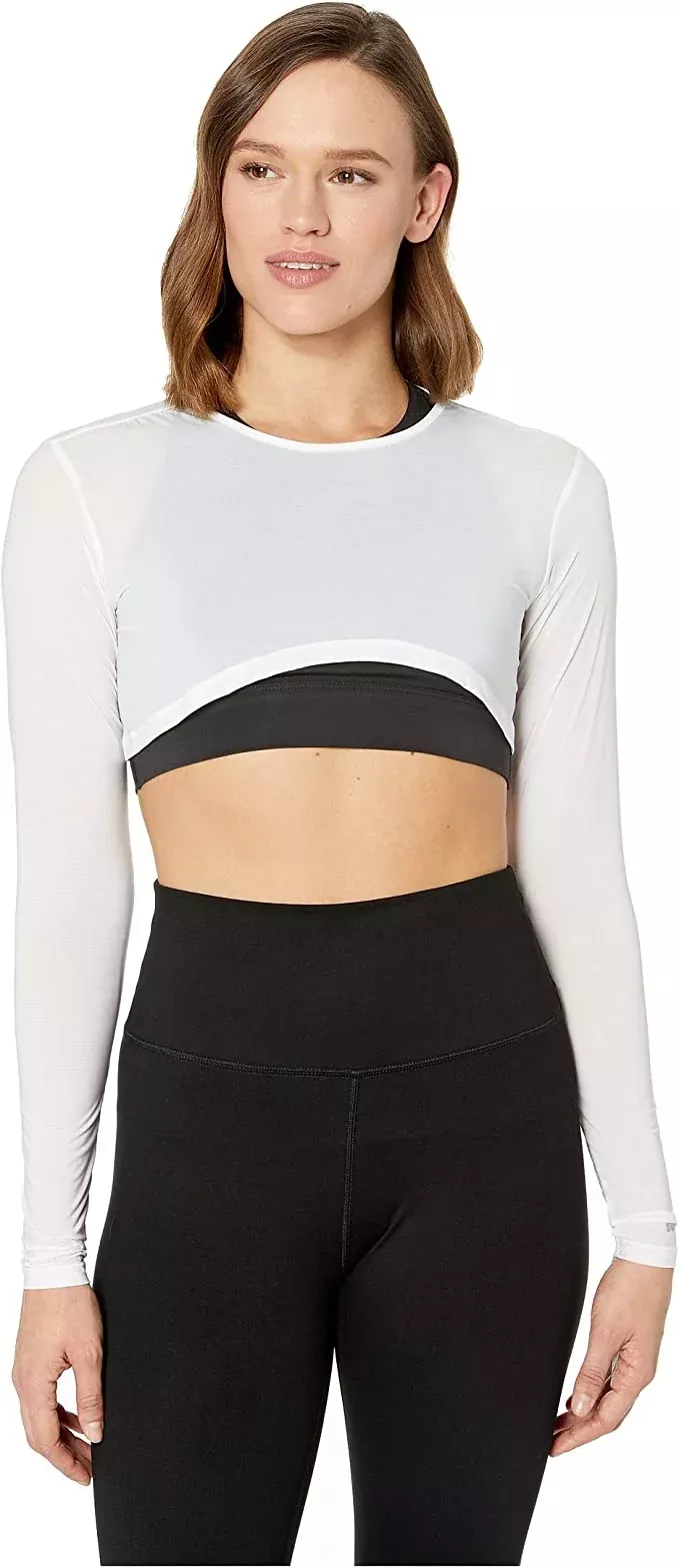 Jamie Sadock Sunsense Basic Women’s UV-Sun Protection Long Sleeved Scoop Neck Cropped Sun Shirt-White, Black, Suntan, Navy Blue