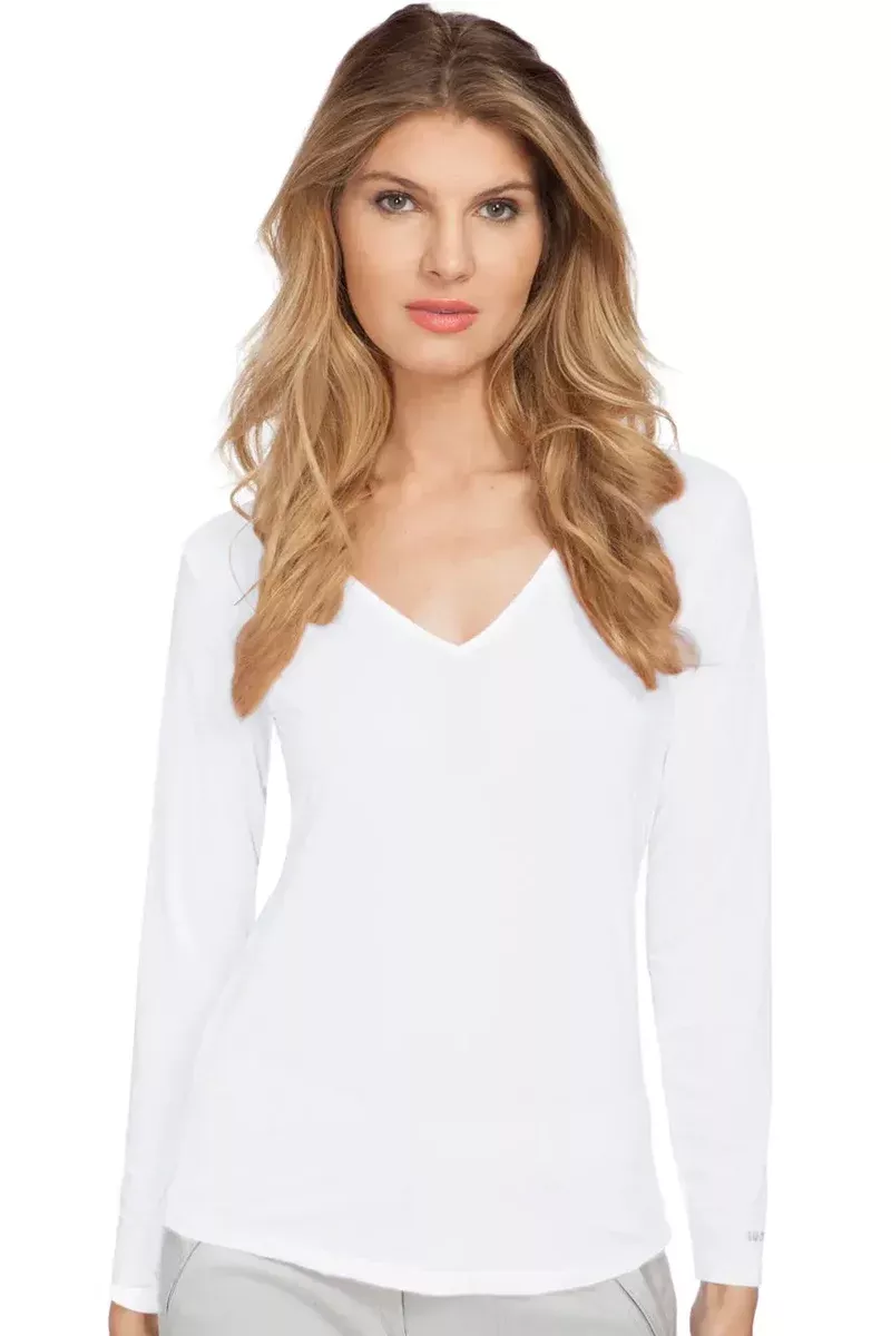 Jamie Sadock- Sunsense Long Sleeve Vneck Top White (Style#: 61127)