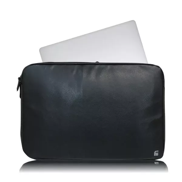 Laptop 15.6″ black PU leather X-large privacy protection bag – Faraday
