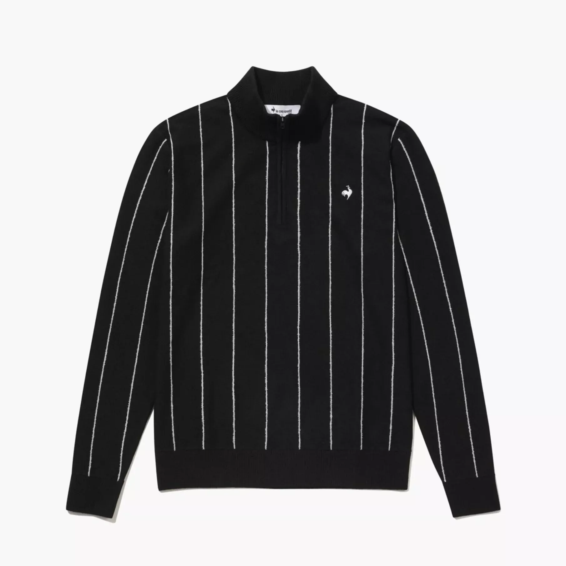 Le Coq SportifMen's Striped Half-Zip Sweater- Black