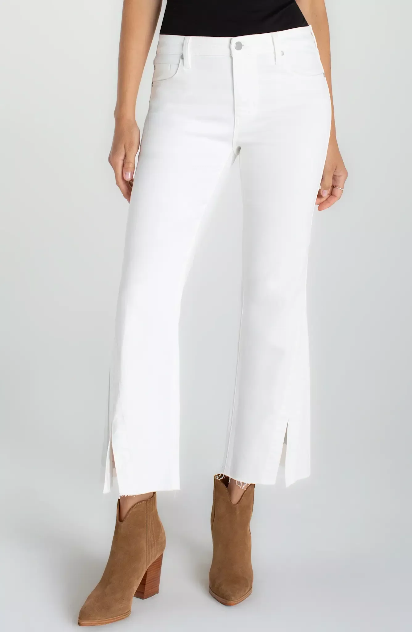 Liverpool Hannah Crop Flare w/Twisted Slit Bright White