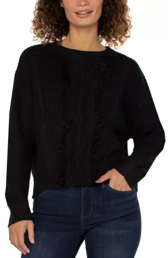 Liverpool Long Sleeve Crew Neck Sweater w/ Fringe