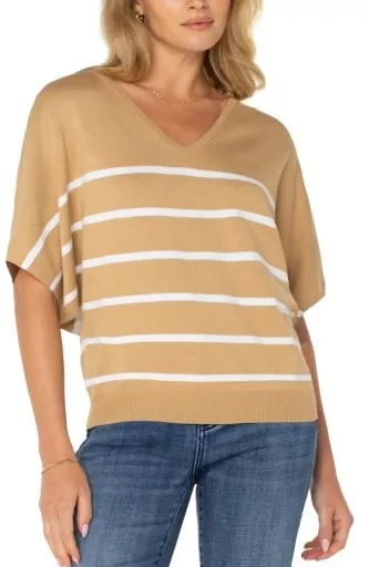 Liverpool Short Sleeve Dolman V Neck Sweater