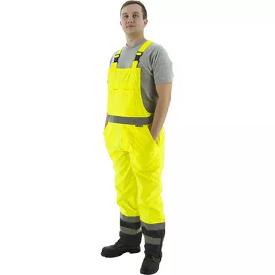 Majestic Class E Hi Vis Yellow Black Bottom Waterpoof Bib Overalls 75-2355