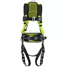 Miller H5CC31102 Construction Comfort Full-Body Harness - 5 Points of Adjustment with Padding & Belt - Steel D-Rings - Tongue Buckles Leg and Side & Back D-Rings