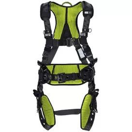 Miller H7CC2A Construction Comfort Full-Body Harness with Aluminum Hardware, 5 Points of Adjustment, Back & Side D-Rings, Belt, Quick-Connect Chest Buckle & Tongue Leg Buckles