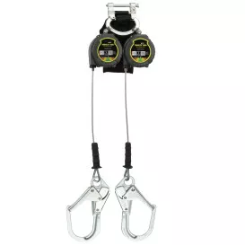 Miller TurboLite + Edge Twin Cable Edge Personal Fall Limiter – Aluminum Harness One Pin Connector – Aluminum Locking Rebar Hook – 9′